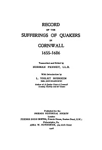 					View No. 14 (1928): Record of the Sufferings of Quakers in Cornwall 1655-1686
				